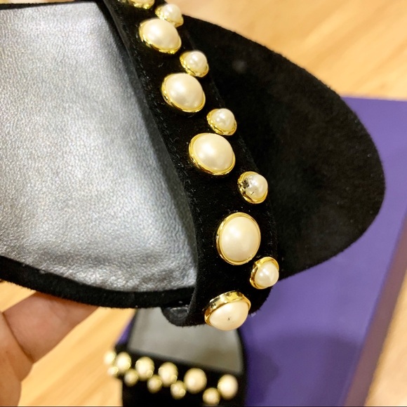 Stuart Weitzman Allpearls Suede Block-Heel Sandal - Picture 6 of 8